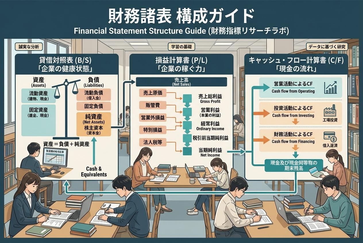 財務諸表を順番に読む基礎フレームの学習イメージ